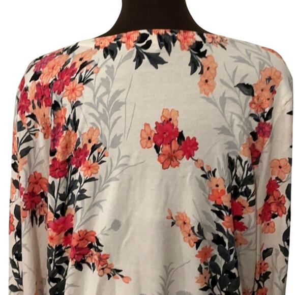 Talbots Woman’s Petites Floral  Cream Cotton Blend Sweater Cardigan Size 3XP - Picture 7 of 10
